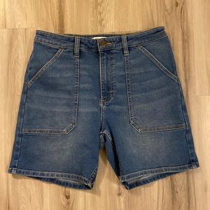 Wrangler High Waist Denim Shorts - Blue